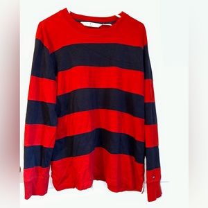 Tommy Hilfiger long sleeve red and blue striped shirt